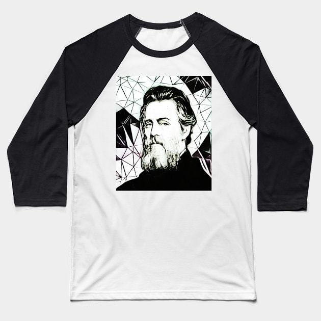 Herman Melville Black and White Portrait | Herman Melville Artwork 4 Baseball T-Shirt by JustLit